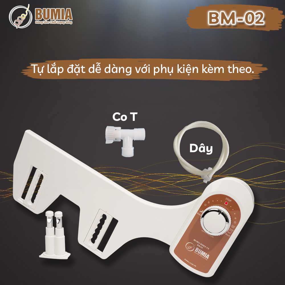 Combo 2 vòi xịt vệ sinh thông minh gắn bồn cầu bumia bidet Bm-02, 2 vòi xịt vệ sinh hậu môn và vệ sinh phụ khoa cho phụ nữ, bảo hành chính hãng 3 năm.