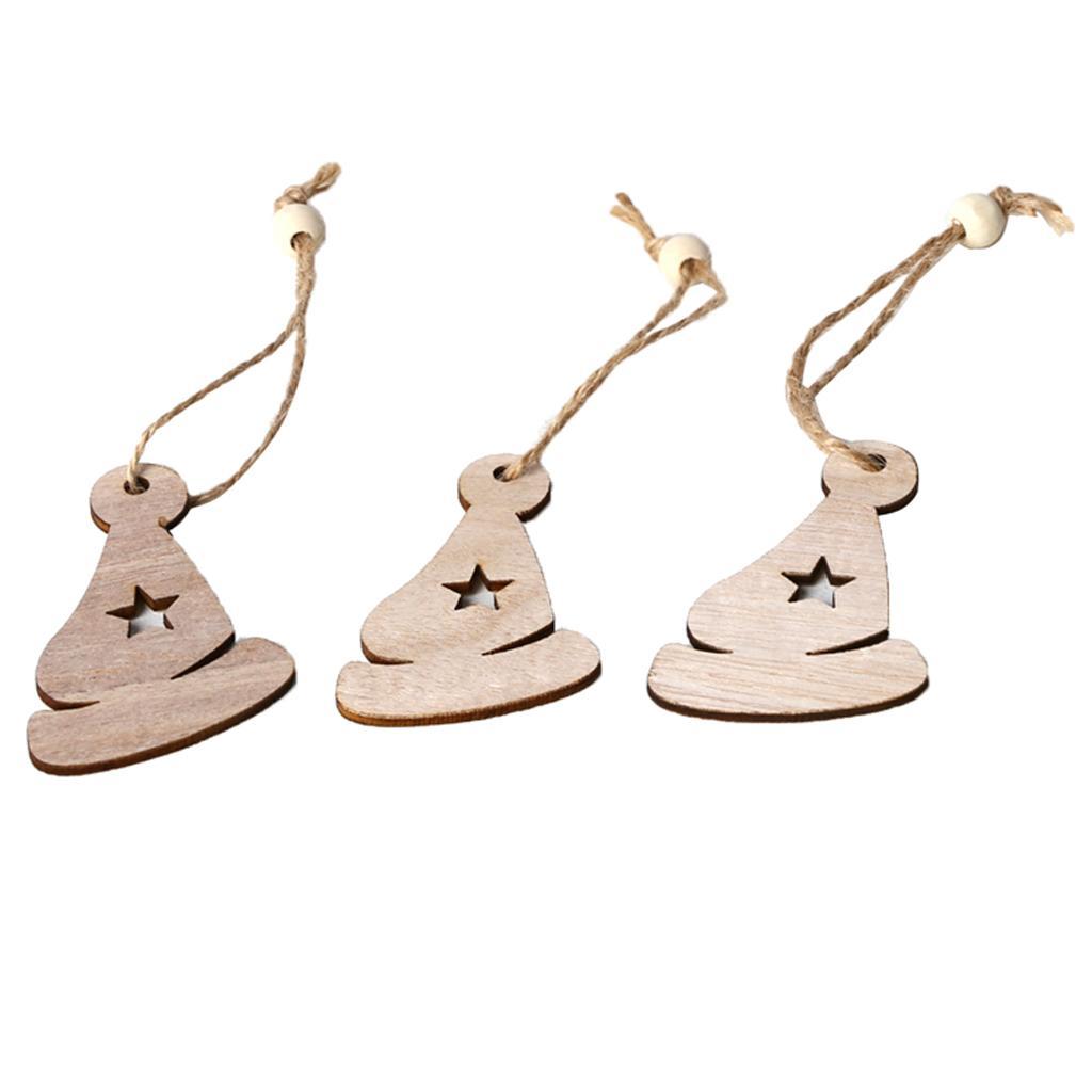 Christmas Ornaments Wooden Xmas Tree Hanging Tags Pendant Embellishments Crafts Decor for Christmas Tree Holiday Wedding Decor with Strings,3Pcs