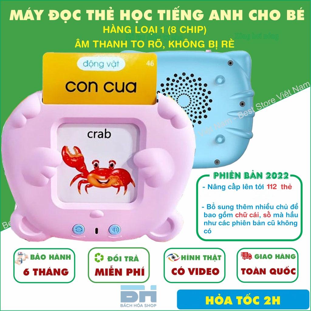Máy đọc thẻ Anh - Việt flashcard, 112 thẻ 224 từ khoá và 12 chủ đề, không có sóng điện từ, an toàn cho bé