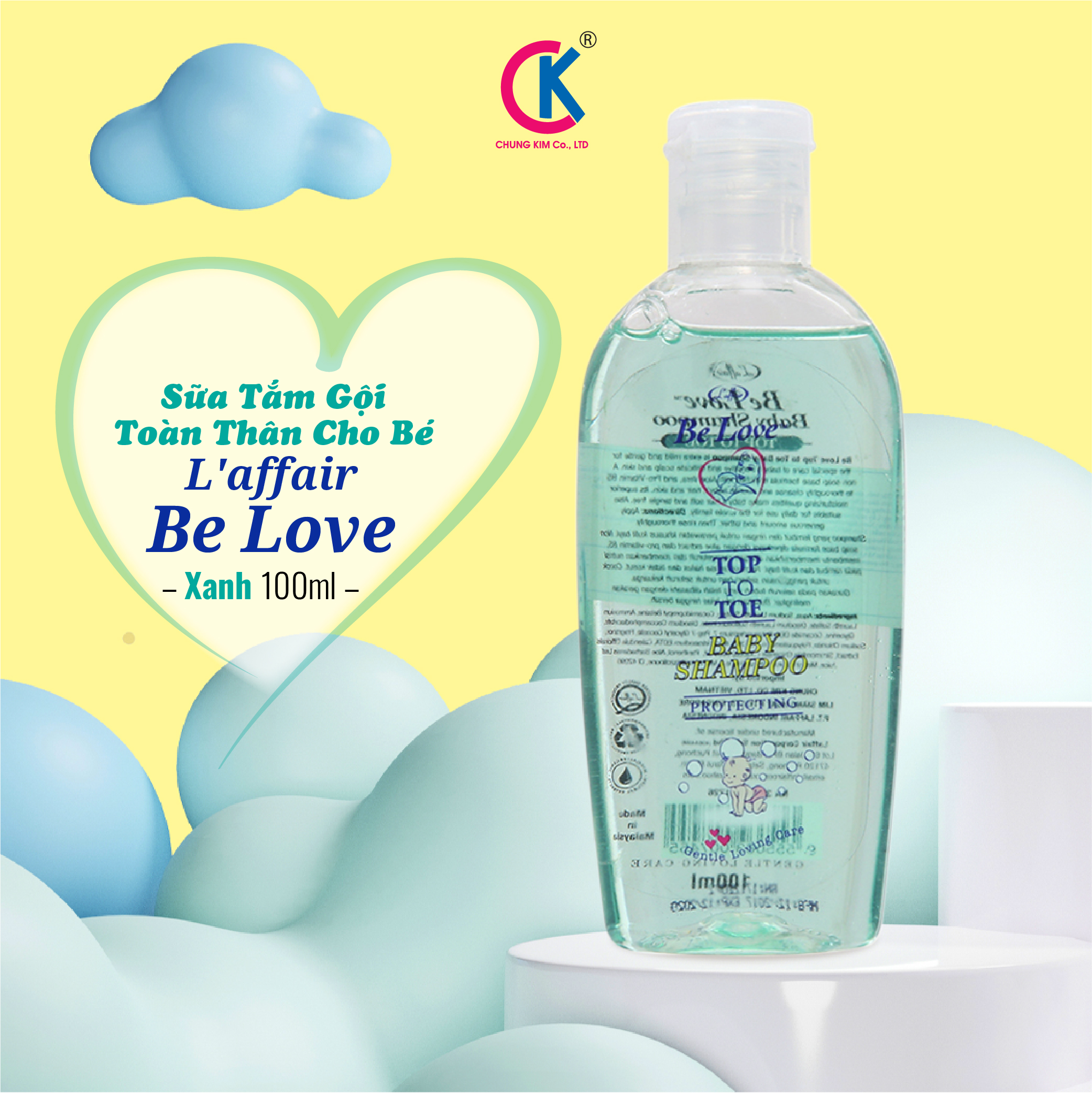 Sữa Tắm Gội Toàn Thân Cho Bé L'affair Be Love Xanh 100ml