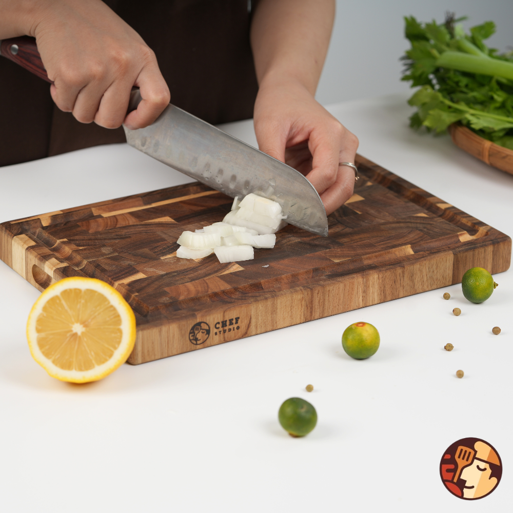 Thớt gỗ Keo (gỗ Tràm) Chef Studio cao cấp hình chữ nhật, đa dụng, an toàn cho sức khỏe