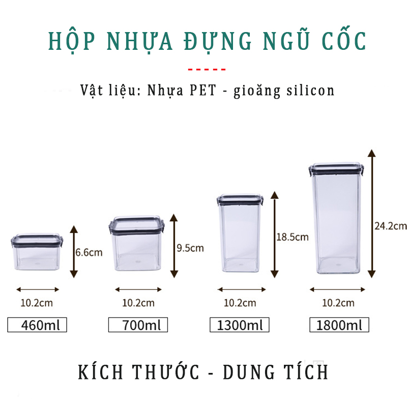 Hộp Đựng Ngũ Cốc, Hộp Bảo Quản Đồ Khô Nắp Kín Chống Ẩm Mốc Mối Mọt