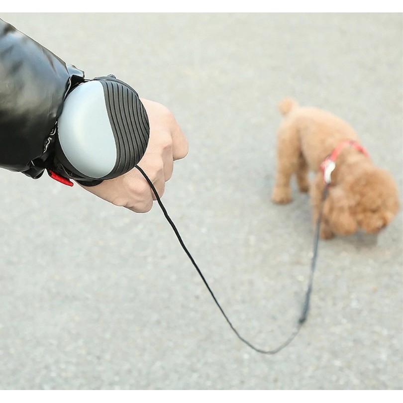 Đồng hồ đeo tay co giản dẫn chó đi dạo có thể thu vào PET LEASH (Xám Đen)