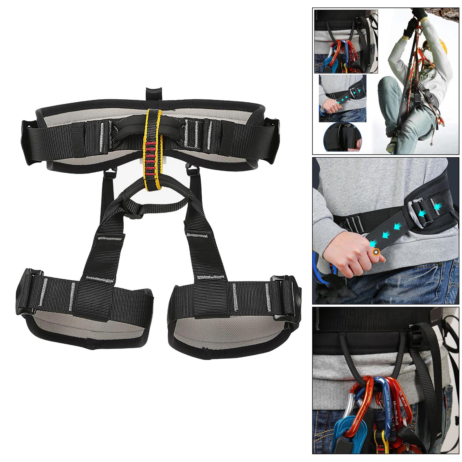 Outdoor Half Body Harness Rock Climbing Tree Rappelling Waist Belt Black L