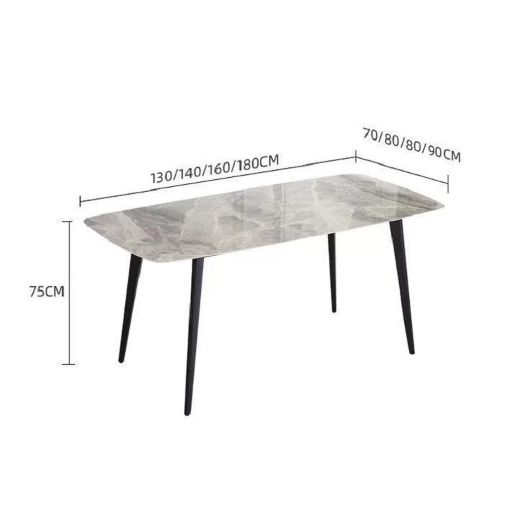 Bàn ăn hiện đại Mặt đá 140cm cao cấp hiện đại - Bàn ăn sang trọng 1m4 đa năng mặt đá Chân kim loại bền đẹp BGA028