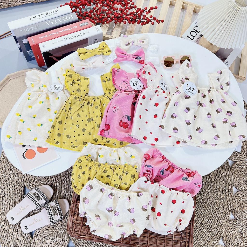 Bộ cọc tay bé gái, Set áo cánh tiên bé gái 5-15kg
