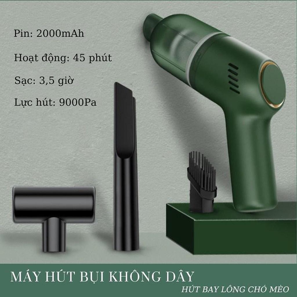 Máy hút bụi cầm tay mini không dây hàng chính hãng DELIYA , hút bụi giường, ô tô lực hút 9000PA hút liên tục 30phút