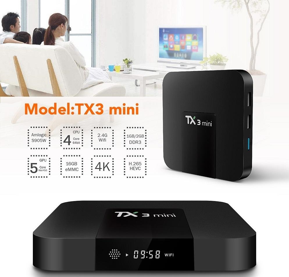 Android Tivi Box TX3 Mini Phiên Bản 2GB Ram Và 16GB Bộ Nhớ Trong, Hệ Điều Hành Android TV, Tìm Kiếm Giọng Nói - Hàng Nhập Khẩu