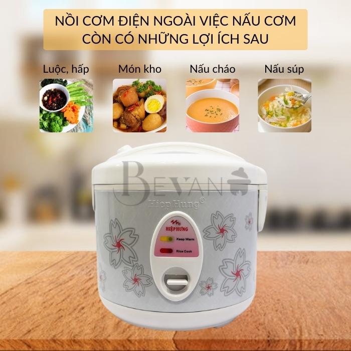 Nồi cơm điện nắp gài hàng chính hãng Hiệp Hưng HH-501 Bevano, giá nồi cơm điện mini cơ 1.2L hợp lý không dính đa năng, tiết kiệm năng lượng, phù hợp với sinh viên và căn hộ nhỏ, phòng trọ tập thể