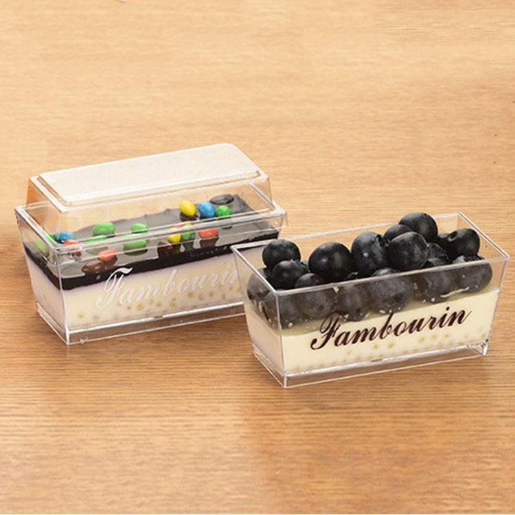 100 Hộp chữ nhật đựng bánh mousse, tiramisu, panna cotta có nắp 4745