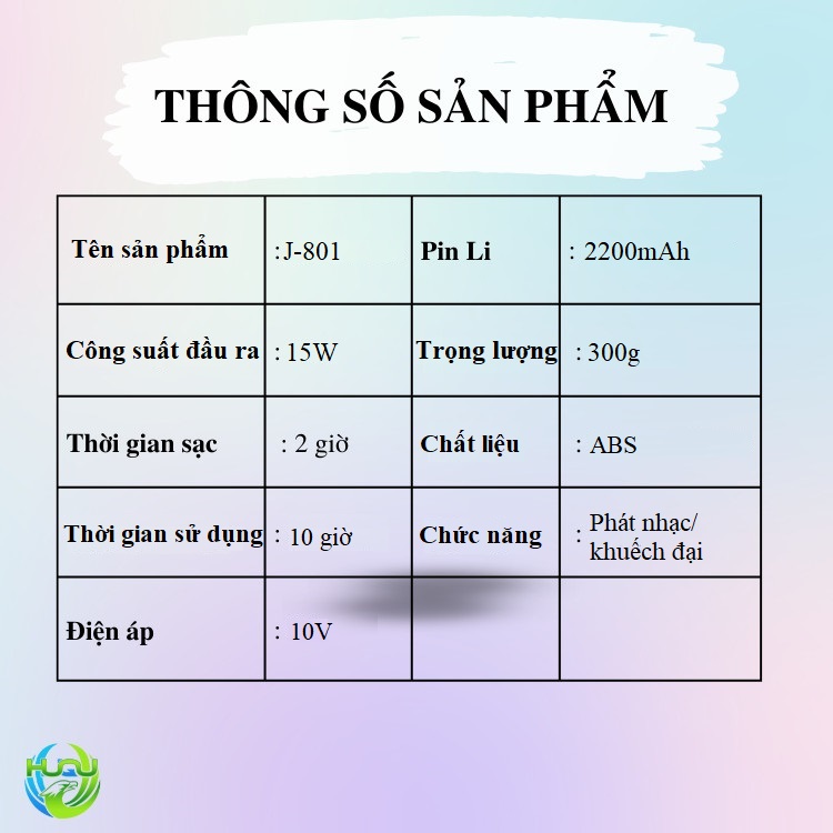 Máy Trợ Giảng Không Dây Huqu HQ01 - Gồm Mic và Loa Chuyên Dụng - Hàng Chính Hãng