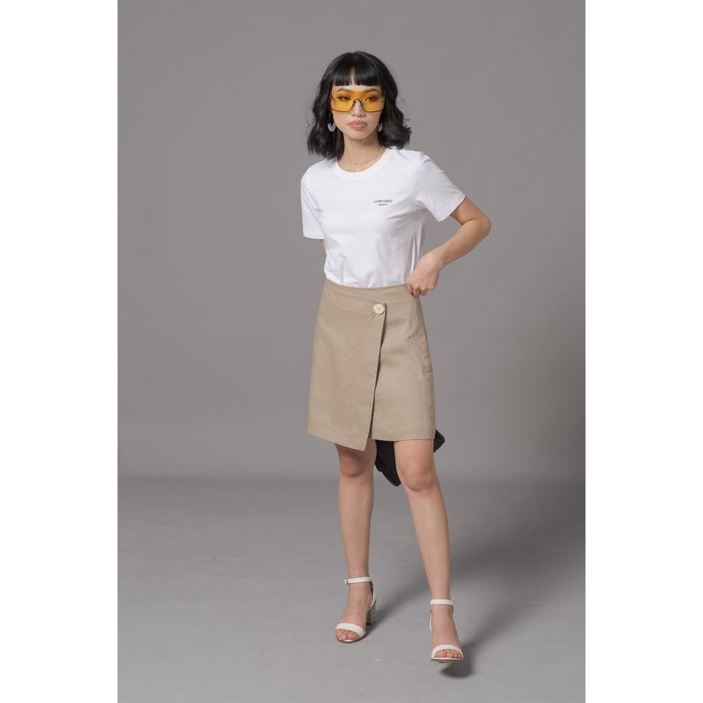 Linen skirt chân váy màu be size M