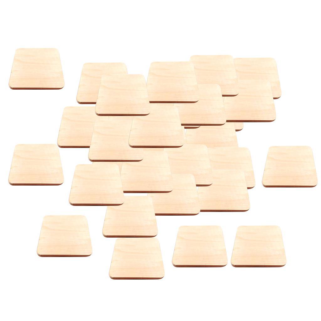Set of 100 Square Blank Wooden Pieces Cutouts DIY Craft Supplies 1.6inch