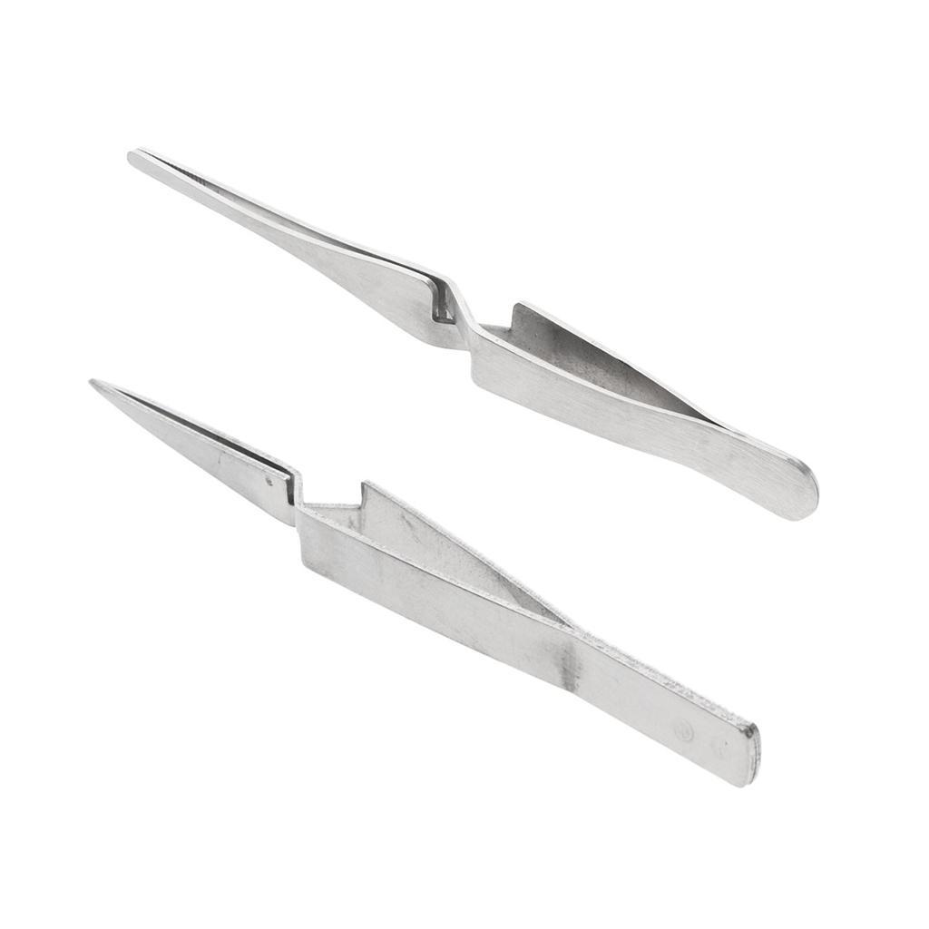Pack of 2pieces, Stainless Cross Tweezers Self Locking Reverse Action Jewellers Eyebrow