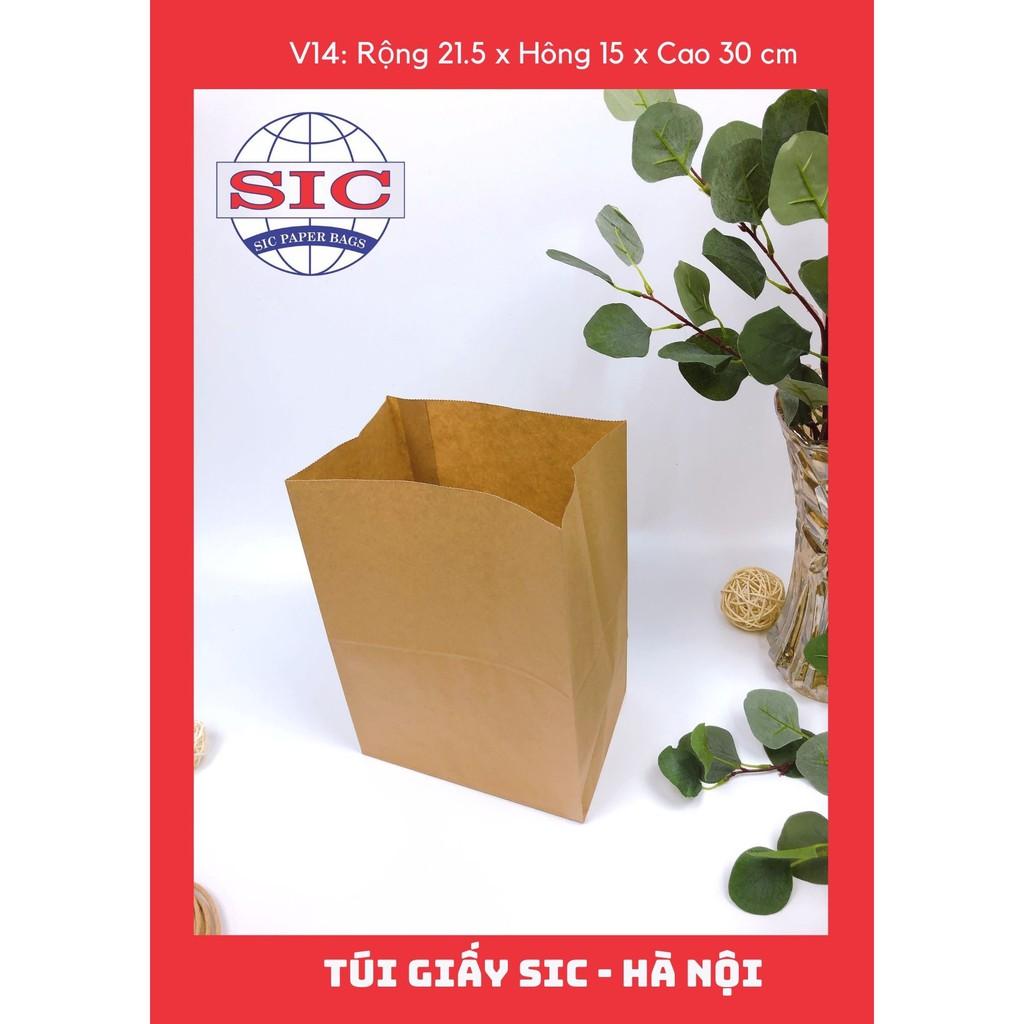 10 CHIẾC TÚI GIẤY KRAFT V14: 21.5x15x30 cm KHÔNG QUAI ( ẢNH THẬT)