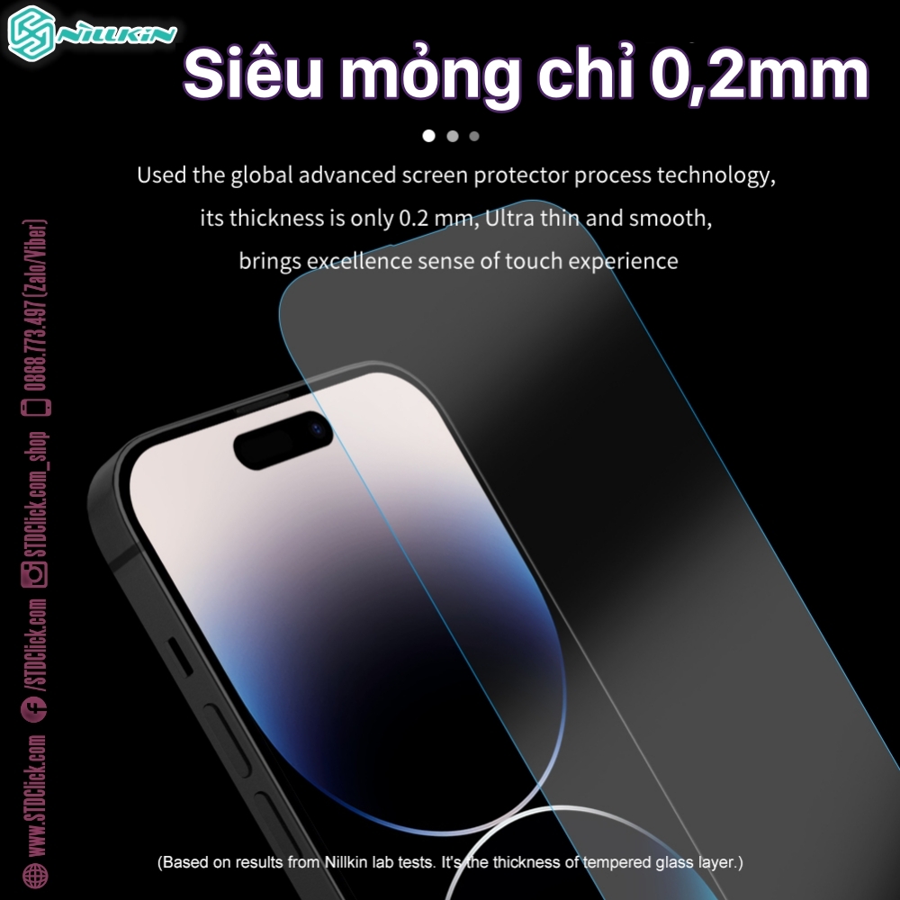 KÍNH CƯỜNG LỰC DÀNH CHO ĐIỆN THOẠI IPHONE 14 PRO NILLKIN H+PRO 0.2mm