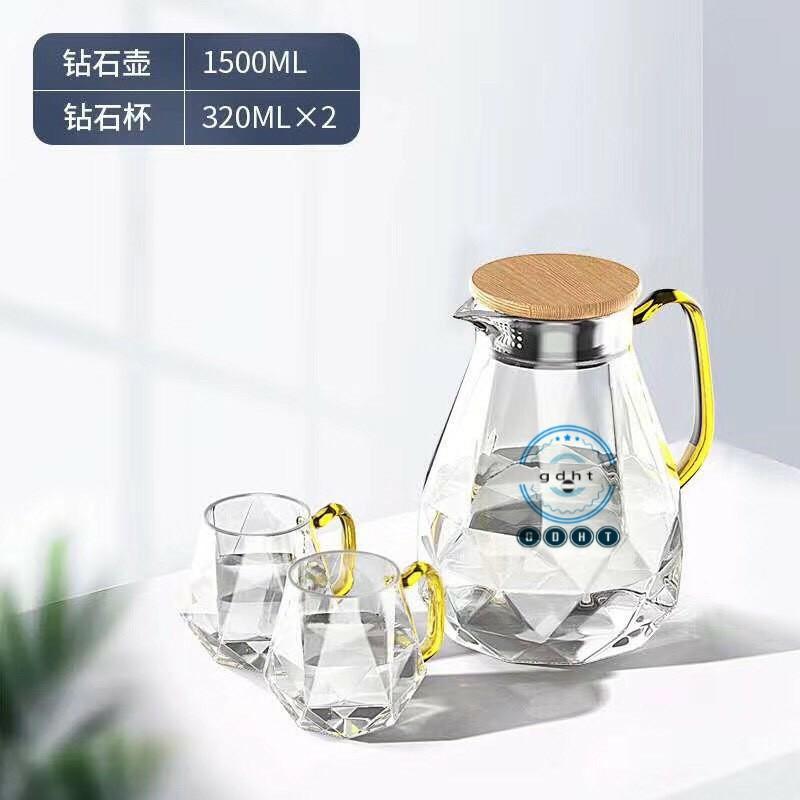 Bộ bình cốc thủy tinh hàng đẹp, chịu nhiệt bộ bình cốc thủy tinh chịu nhiệt cao cấp.