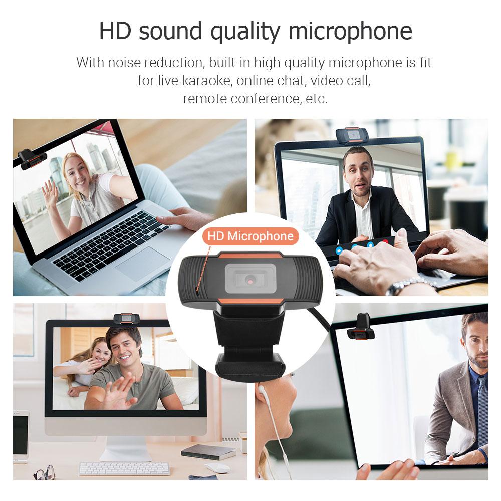 Webcam 480p HD Web Camera Plug and Play với Micrô gắn liền để ghi âm cuộc họp trực tuyến