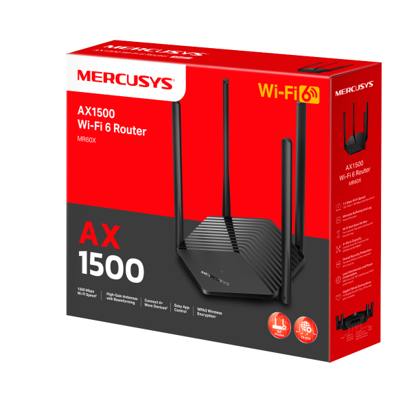 Bộ Phát Wifi 6 Mercusys MR60X Chuẩn AX Tốc Độ 1500Mbps - Hàng Chính Hãng