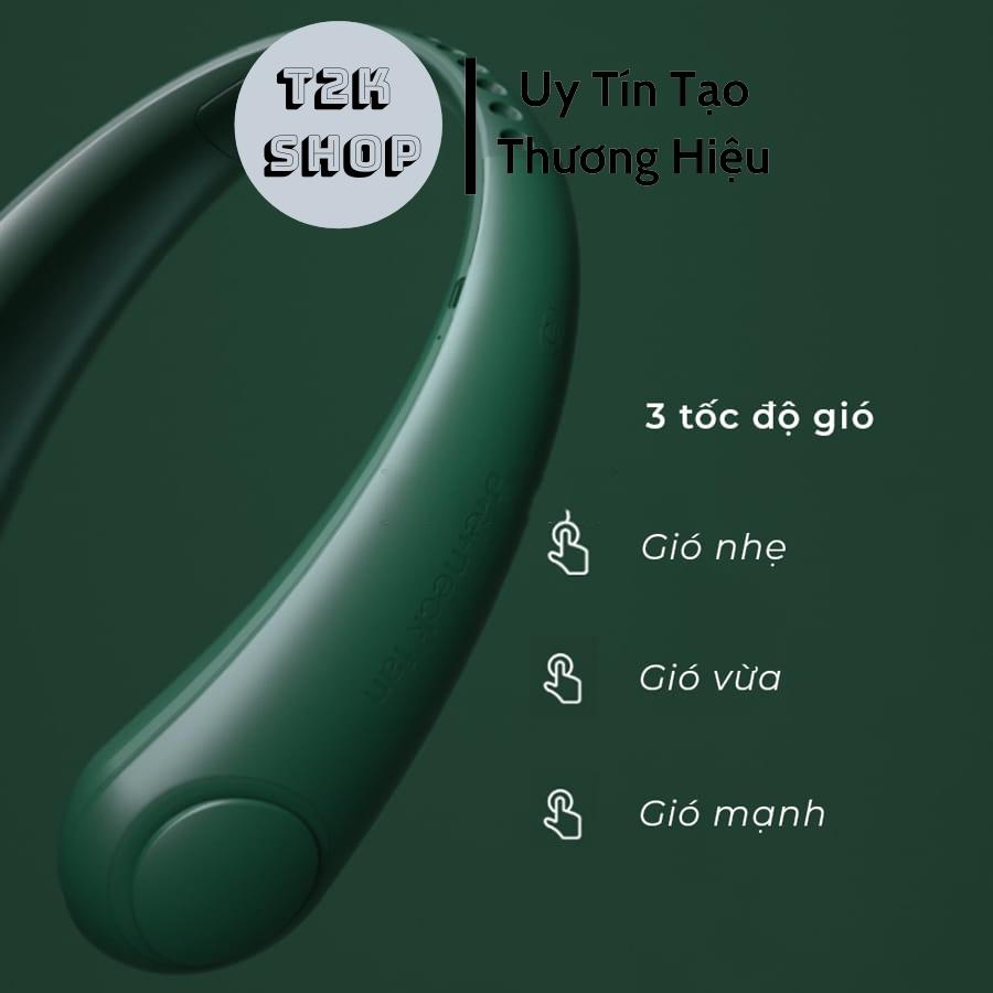 Quạt Mini Đeo Cổ Tích Điện Không Cánh Tiện Lợi 3 Tốc Độ Thổi Mạnh 360 Độ Kiểu Dáng Thể Thao - T2K Shop