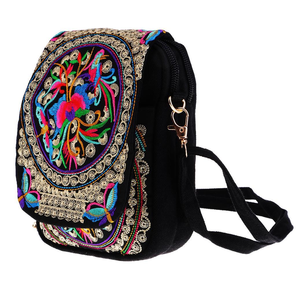 2 Pieces Embroidery Women Backpack Shoulder Bag Flower