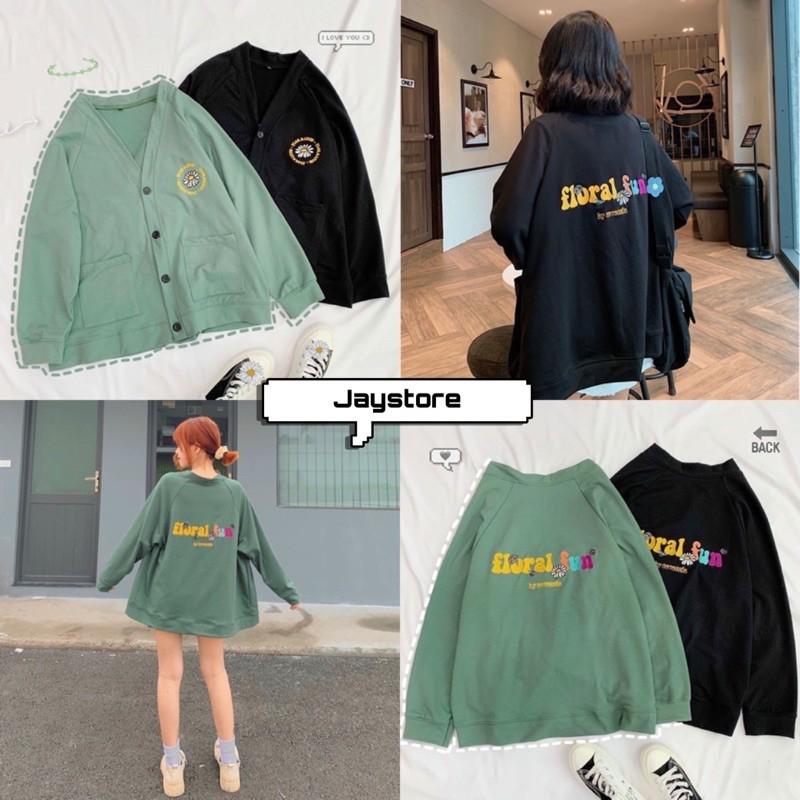 Áo khoác Cardigan FLORAL  màu XANH/ĐEN Nam Nữ Unisex ️  50K