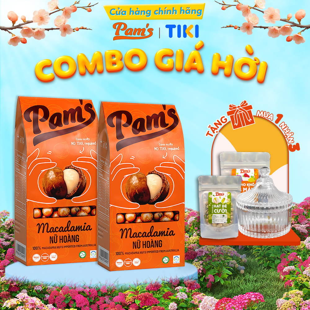 COMBO 2 Maccadamia Nữ Hoàng Nhập Khẩu Úc Pam's - Tách Tay, Sấy Chín Thơm Ngon
