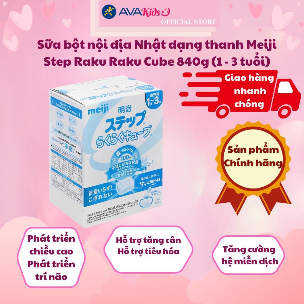 Sữa bột nội địa Nhật dạng thanh Meiji Step Raku Raku Cube 840g (1 - 3 tuổi)