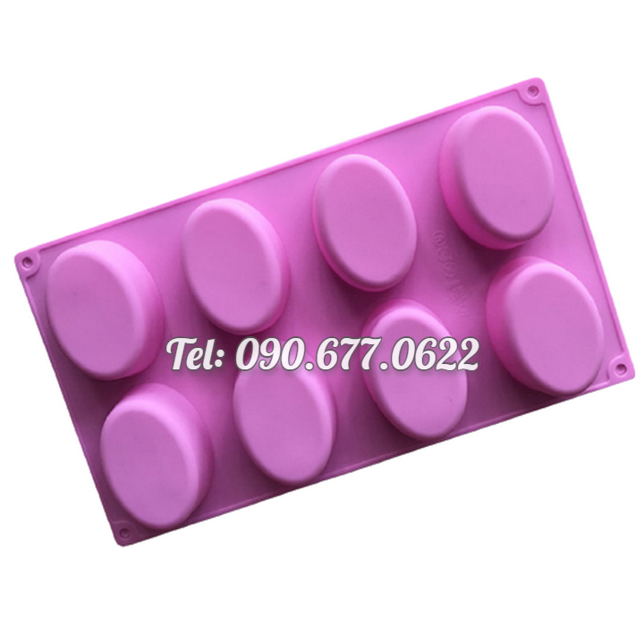 Khuôn silicone làm bánh, rau câu 8 hình Oval - Mã số 1052