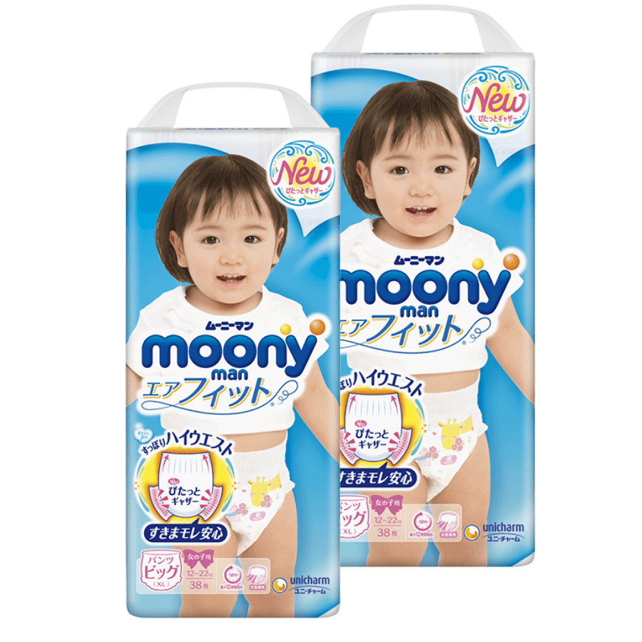 Bỉm - Tã quần Moony Blue size XL Girl 38 miếng