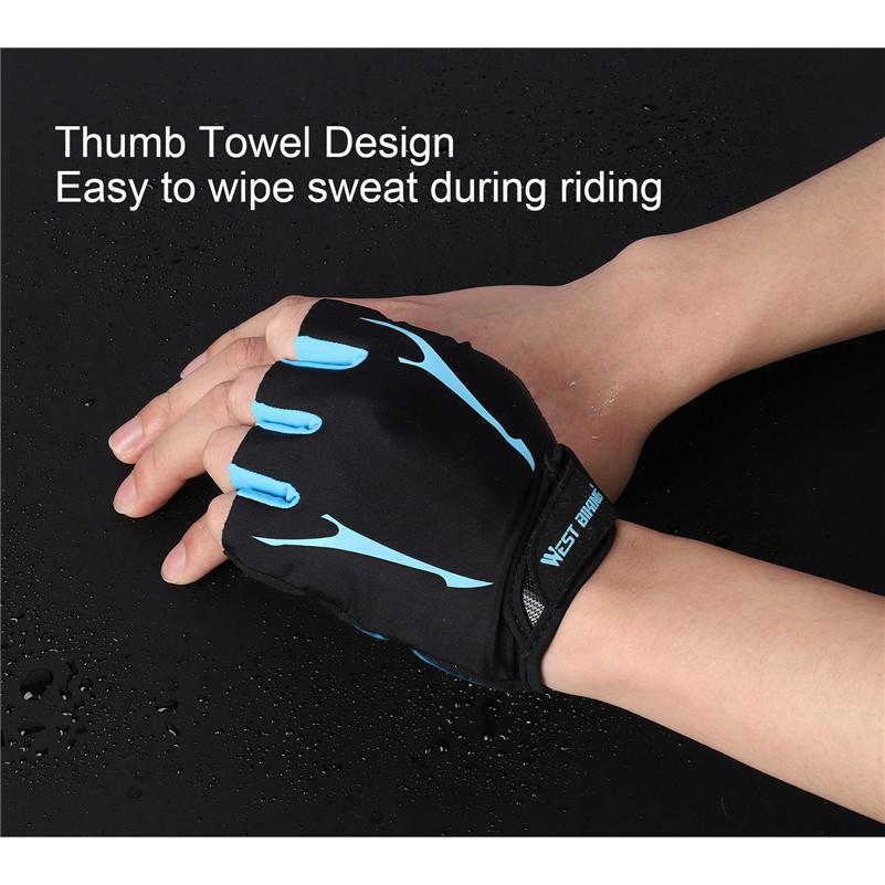 Găng Tay WEST BIKING Hở Ngón Cho Người Đi Xe Đạp Có Miếng Đệm Gel Chống Sốc Sử Dụng Được Cho Cả Nam Và Nữ