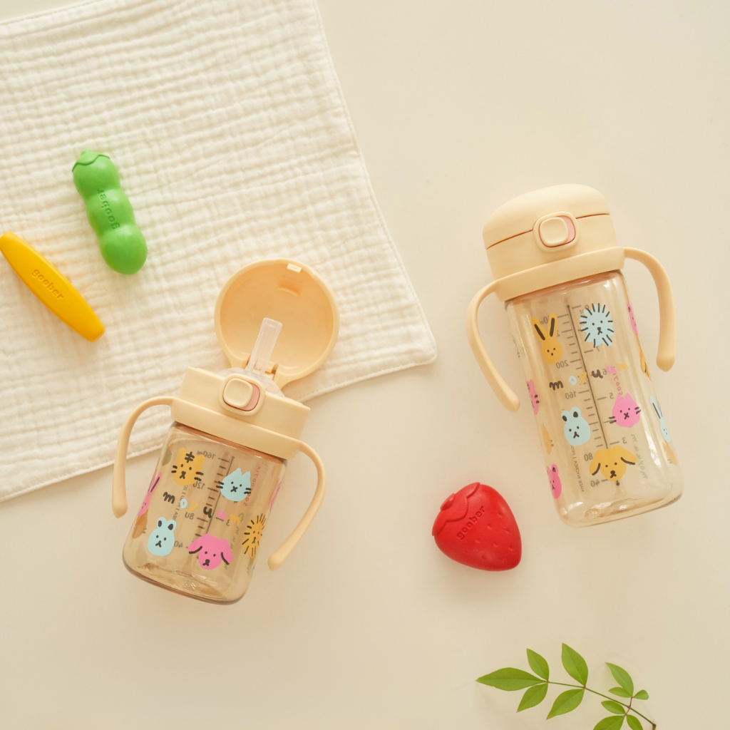 Bình tập uống Moyuum PPSU nắp bật họa tiết mèo 170ml/270ml