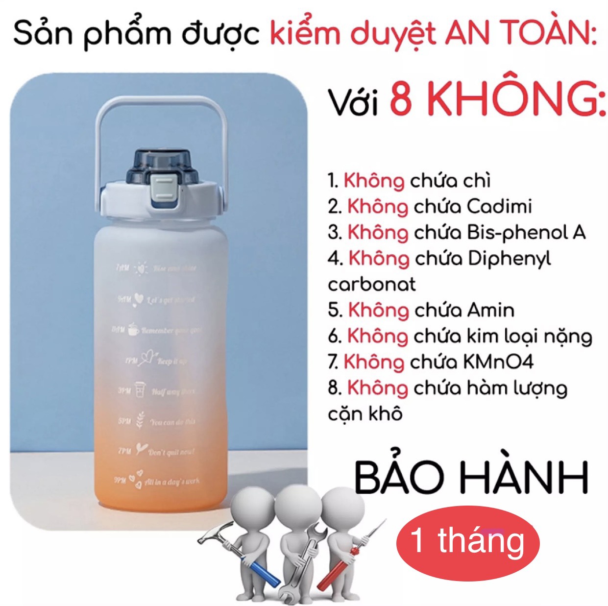 [Loại 1 dày dặn] Bình Đựng Nước 2L Có vạch Báo Giờ Uống Nước Dễ Thương [TẶNG KÈM STICHER 2D