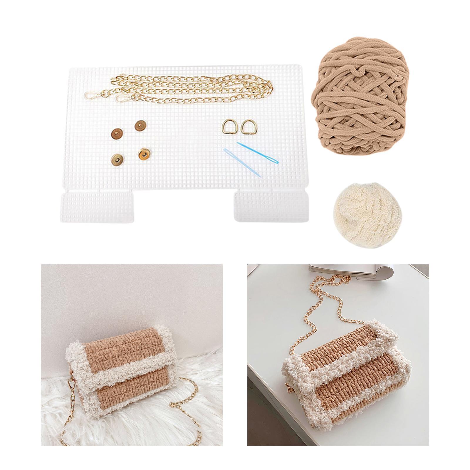 Bag DIY Materials with Straps Hand Knit Woven Bag Bag Knitting Plastic Mesh Template Bag Making Kit