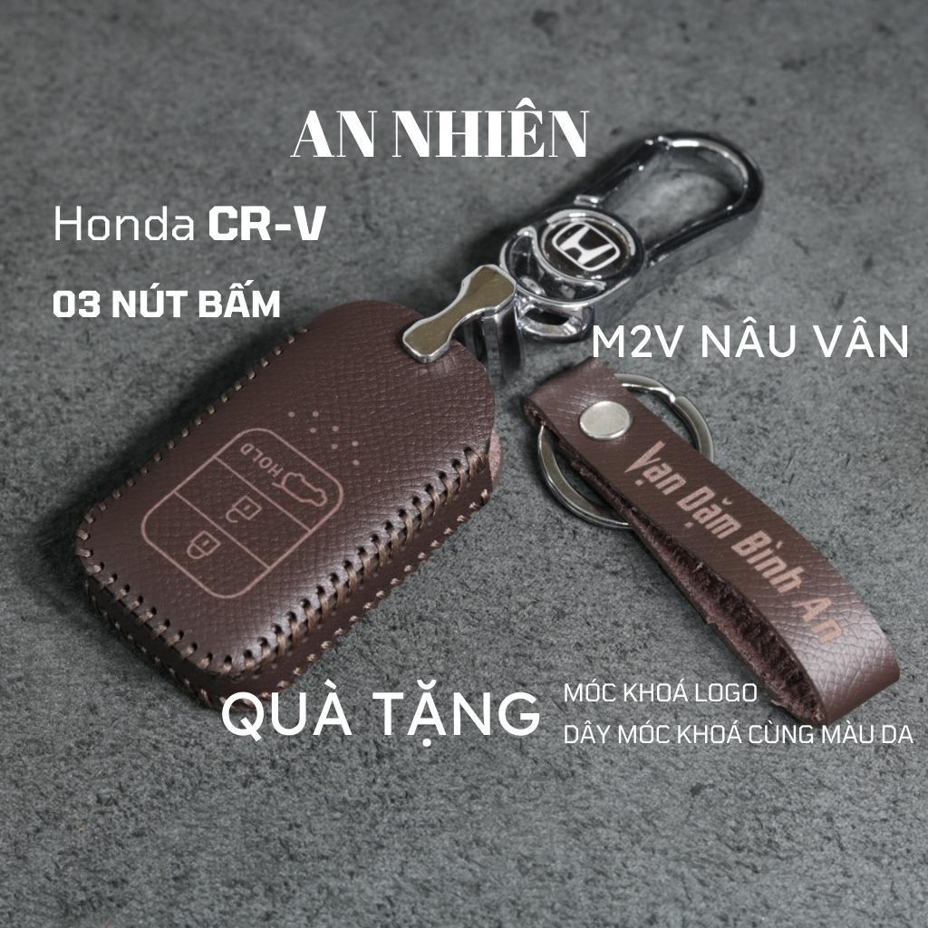 Bọc chìa khoá CRV 3 nút bấm, Bao da dành cho, ốp chìa khoá da bò, nhiều màu, khâu thủ công