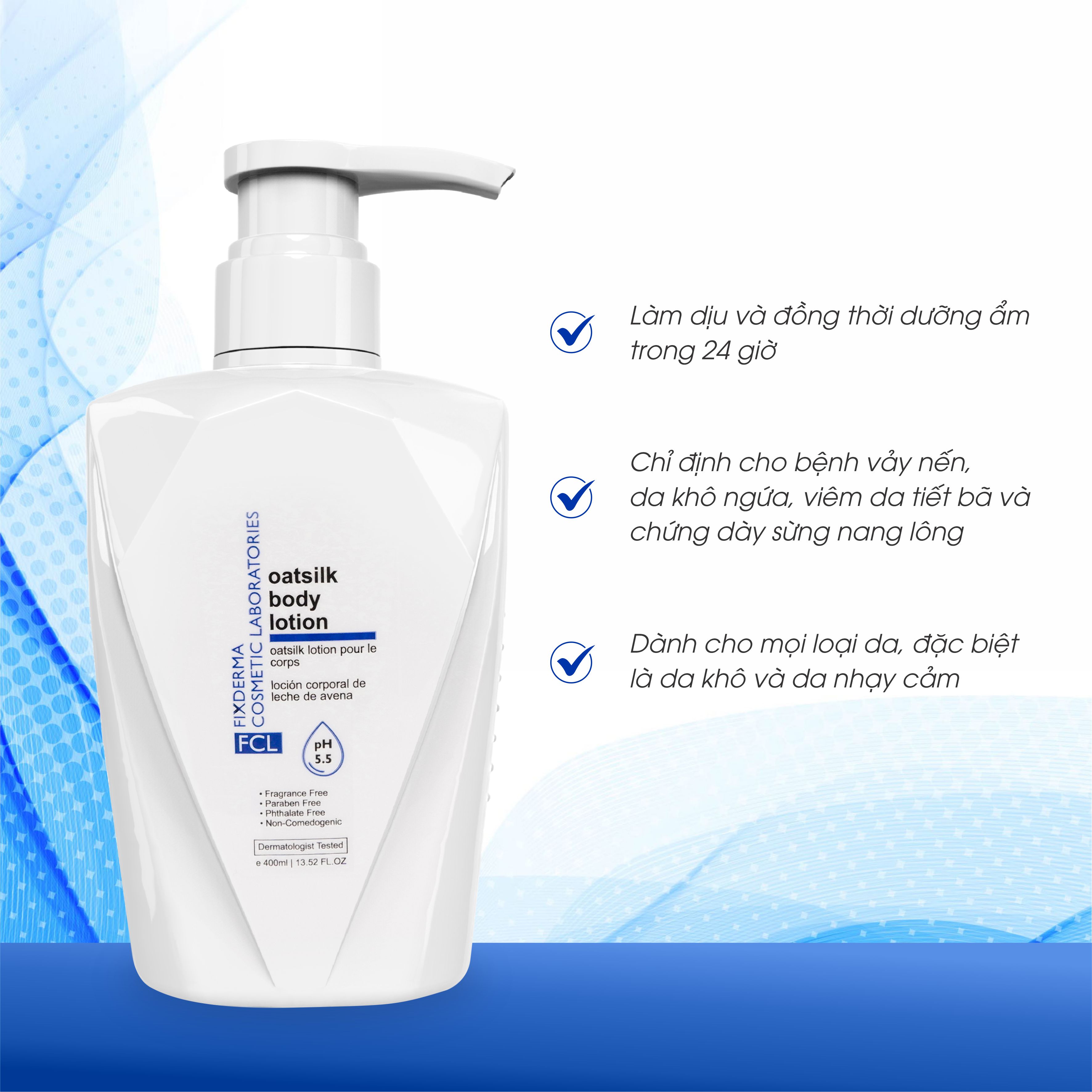 Lotion Dưỡng Ẩm Cho Da Nhạy Cảm Fixderma FCL Oat Silk Body Lotion (400ml)
