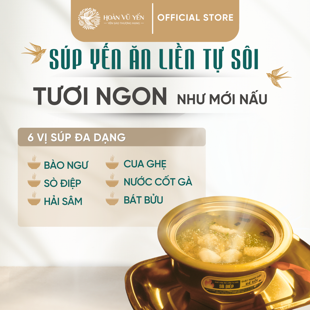 Súp Tổ Yến Ăn Liền Tự Sôi - 66.8g Yến Tươi - Công Nghệ Sấy Thăng Hoa - Dinh Dưỡng Tiện Lợi - Tăng Cường Sức Khỏe - Chống Lão Hóa - Tăng Cường Trí Nhớ - Chính Hãng Hoàn Vũ Yến - Cosmo Bird's Nest