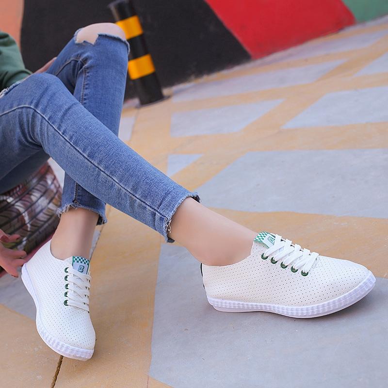 Giày Sneaker nữ trắng bằng da PU phong cách mùa hè