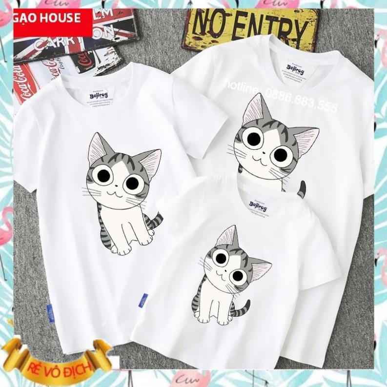 DEAL HOT Áo Phông Gia Đinh Đồng Phục Gia Đình In Hình Mèo Cute Cực Hot