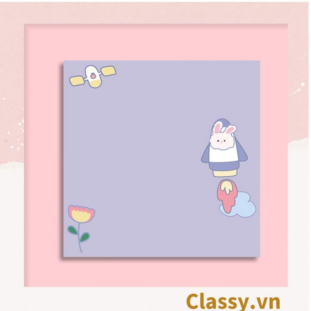 Tệp 50 tờ Giấy note Classy ghi nhớ màu pastel dễ thương in hình hoạt hình; tiện dụng; kích thước 80X 80 Cm PK726