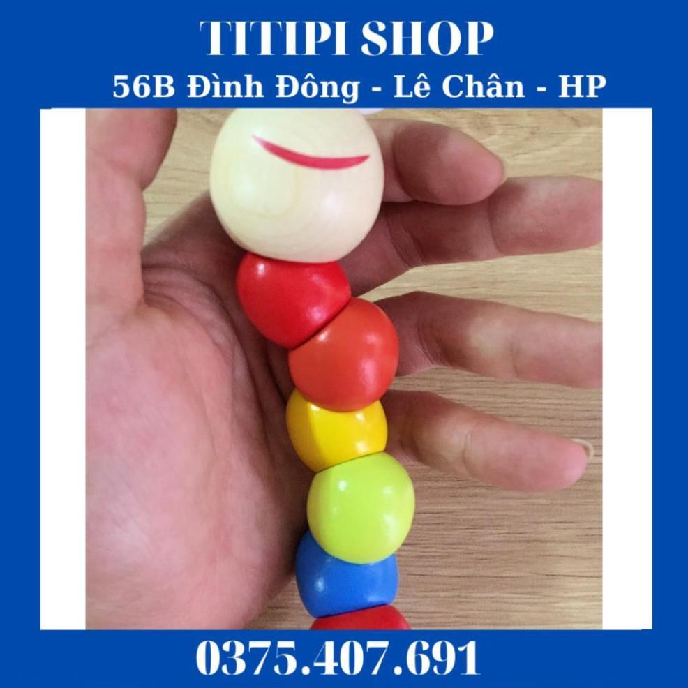 Siêu giảm giá Con sâu gỗ xinh đẹp nhiều màu sắc - Đồ chơi gỗ giúp bé luyện tay khéo léo, phân biệt màu sắc - Tamankids