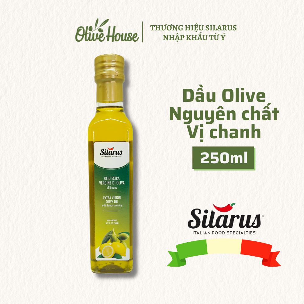 Dầu Olive Nguyên Chất Vị Chanh Silarus 250ml thương hiệu Silarus nhập khẩu từ Ý