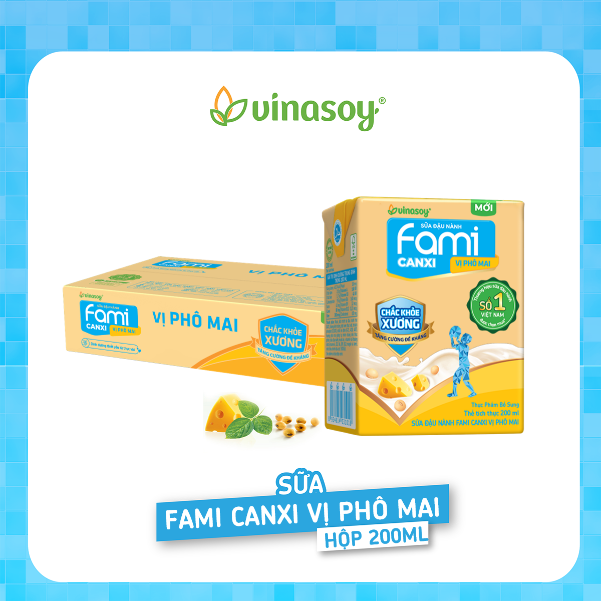 Thùng Sữa đậu nành Fami Canxi vị Phô Mai ( 200ml x 36 Hộp )