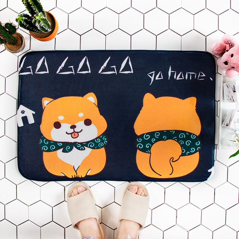 Thảm Lau Chân Chống Trượt Hình Chó Shiba Đáng Yêu 40X60cm