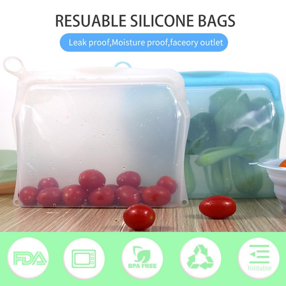 Túi Đựng Thực Phẩm Bằng Silicone Có Khóa Chống Tràn Nhiều Màu 1500ml / 1000ml / 500ml