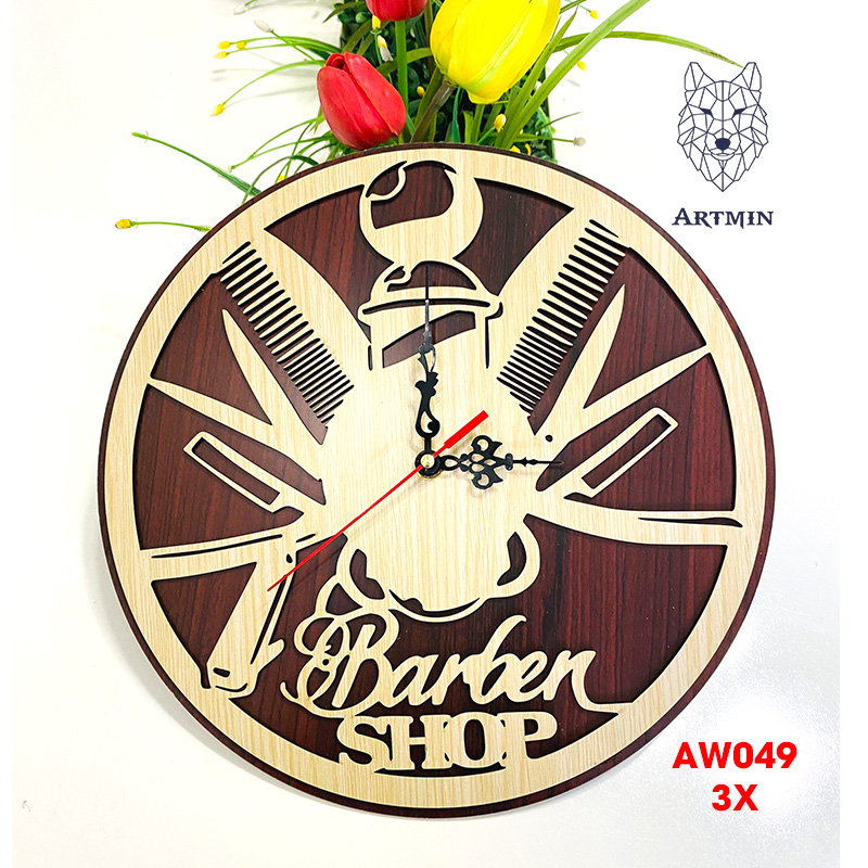 AW049 - Đồng Hồ Decor Đặc Biệt Hair Salon 2023 - Đồng Hồ Gỗ Treo Tường