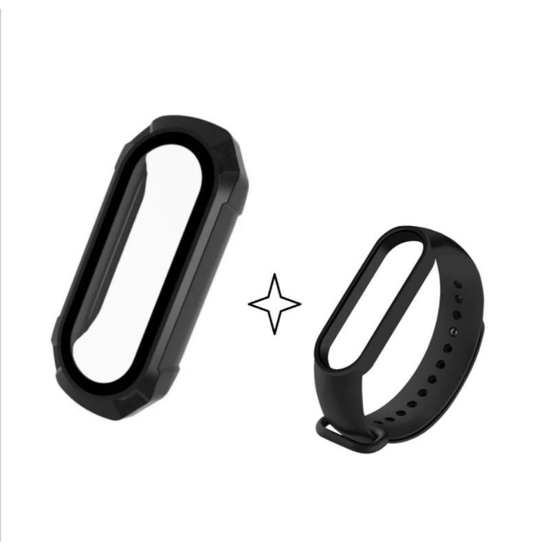 Dây Silicon và Ốp kính cường lực dùng cho đồng hồ Xiaomi Mi band 7
