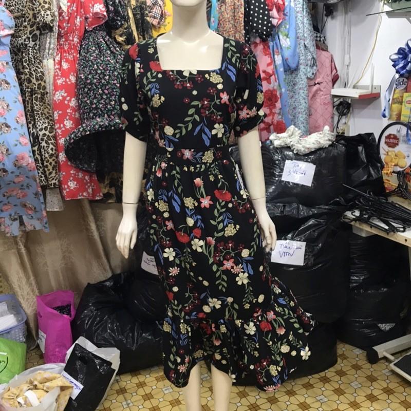 váy babydoll lụa mát đuôi cá form thoải mái mặc cực yêu freesize - váy maxi ái nhi