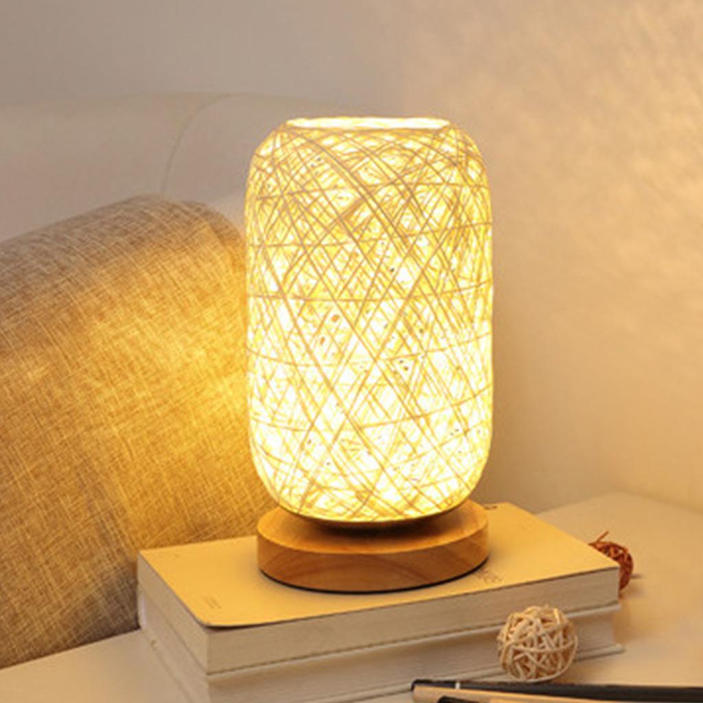 Table Lamps USB Wood Base LED Bedside Desk Lamps Nightlight Beige