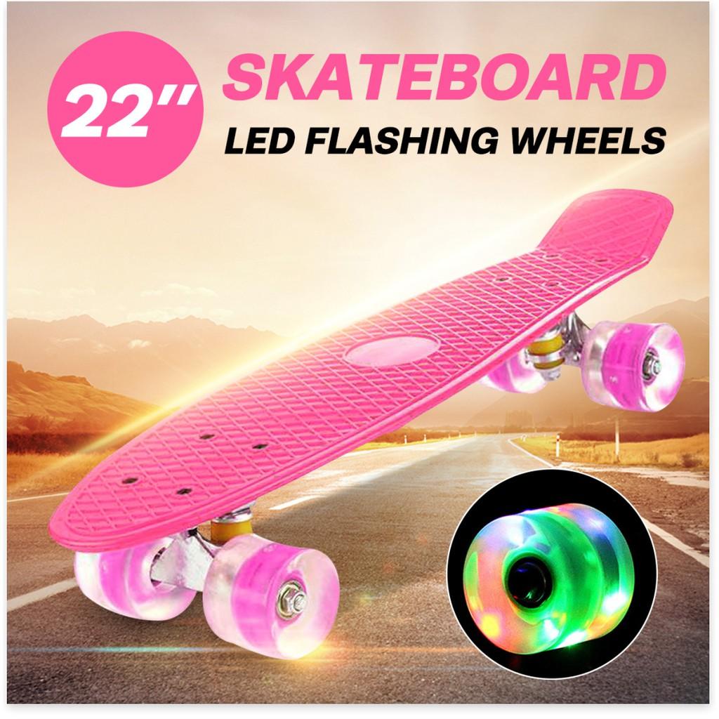 22Inch Skateboard, Ván Trượt LED Nhấp Nháy Cho Trẻ Em Người Mới Bắt Đầu 4 PU Bánh Xe, Pennyboard Khung Nhôm